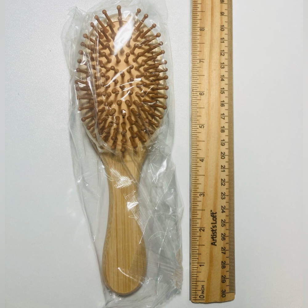 NEW Wooden Bamboo Hair Brush 7.8” by 2.56”